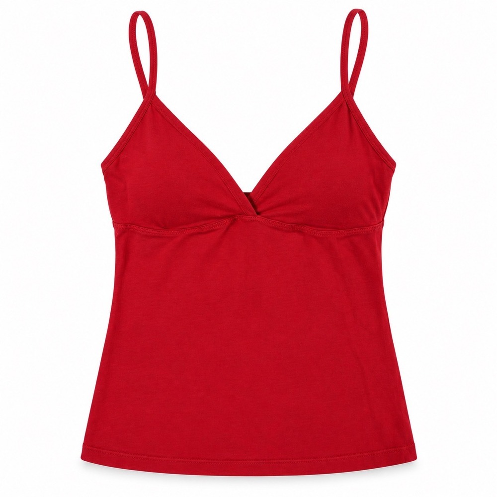 John Galt Red V-Neck Cami Spaghetti Strap Tank Top Made in Italy One Size